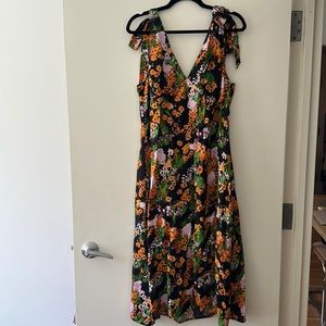 Naima Floral Tie Shoulder Dress - STINE GOYA - “artist canvas at night” color